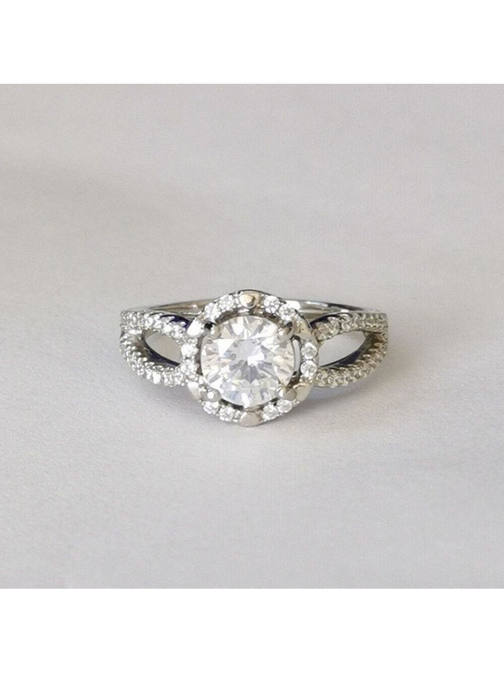 Sterling silver cz cathedral set ring engagement promise NEW